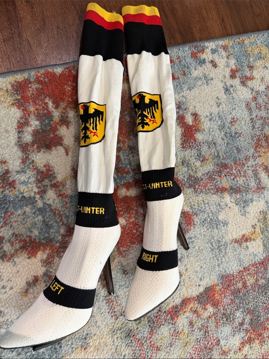 Shoes - Vetements Knee-High Sock Heels with Crest Detail